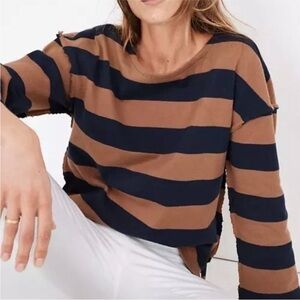 Madewell Striped Luxe Raw Edge Sweater M